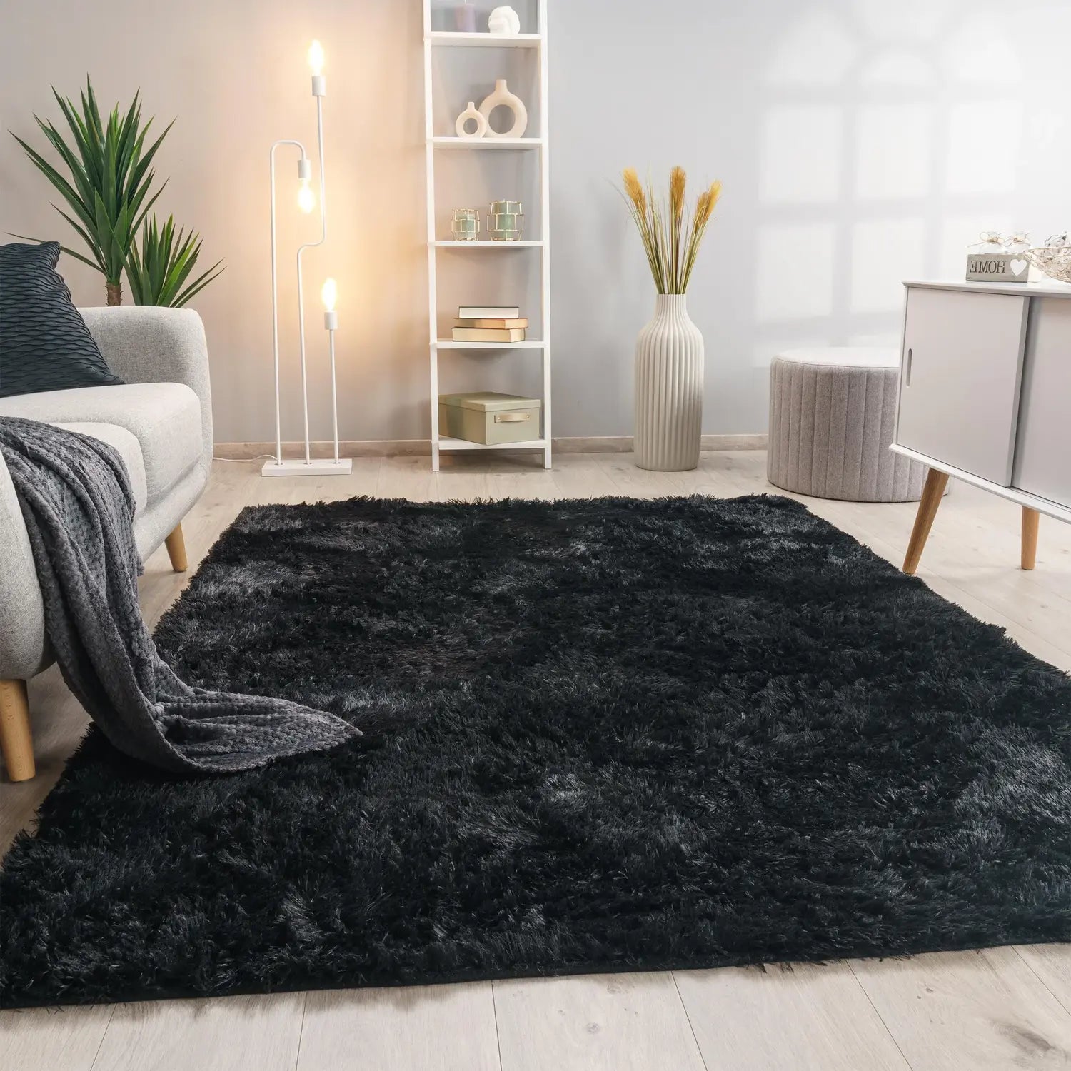 B-Ware Kadima Design Teppich Läufer Shaggy Hochflor Schwarz Textil Polyester 80x150 Cm - 5056095200776