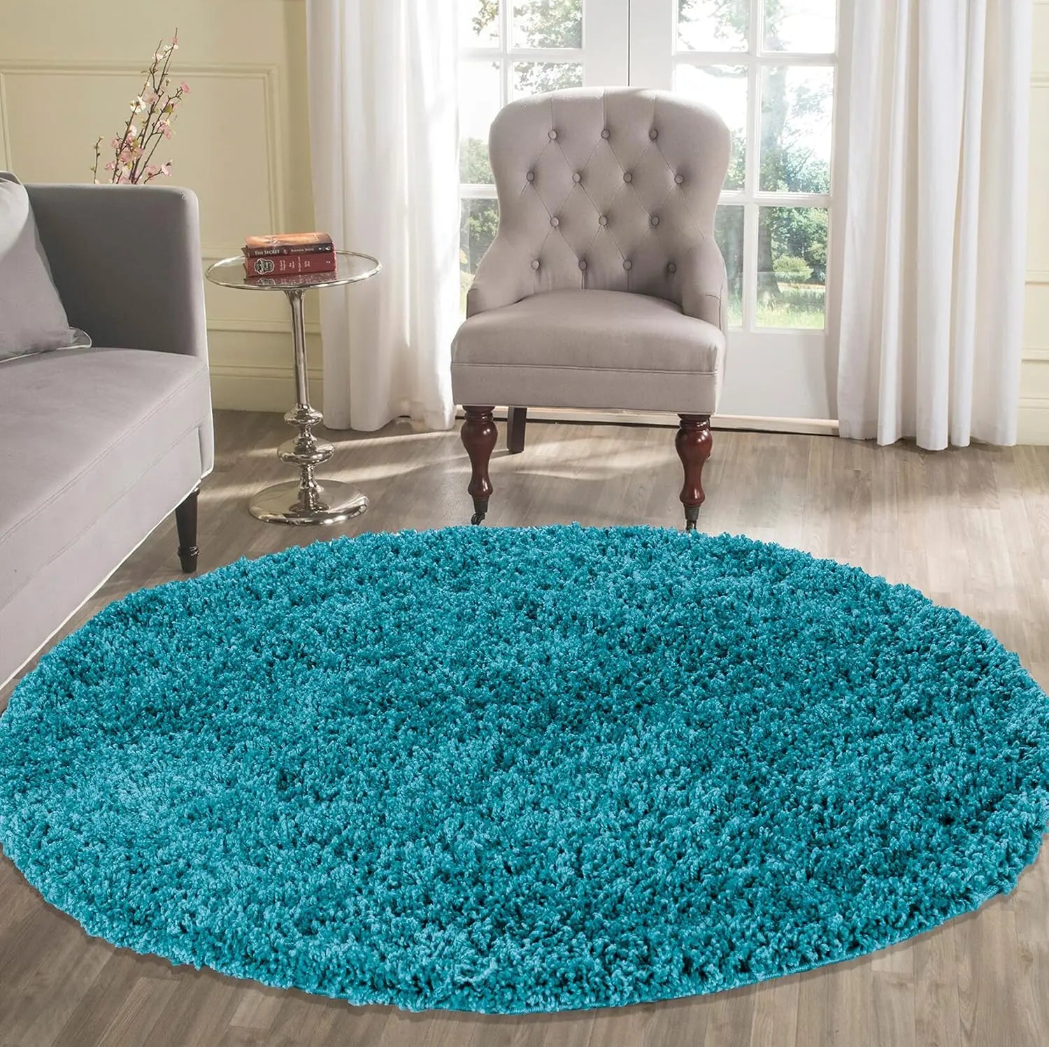 B-Ware Desire Rugs Teppich Teppichboden Wohnzimmerteppich Shaggy Rund Türkis 120 Cm - 5056095201070