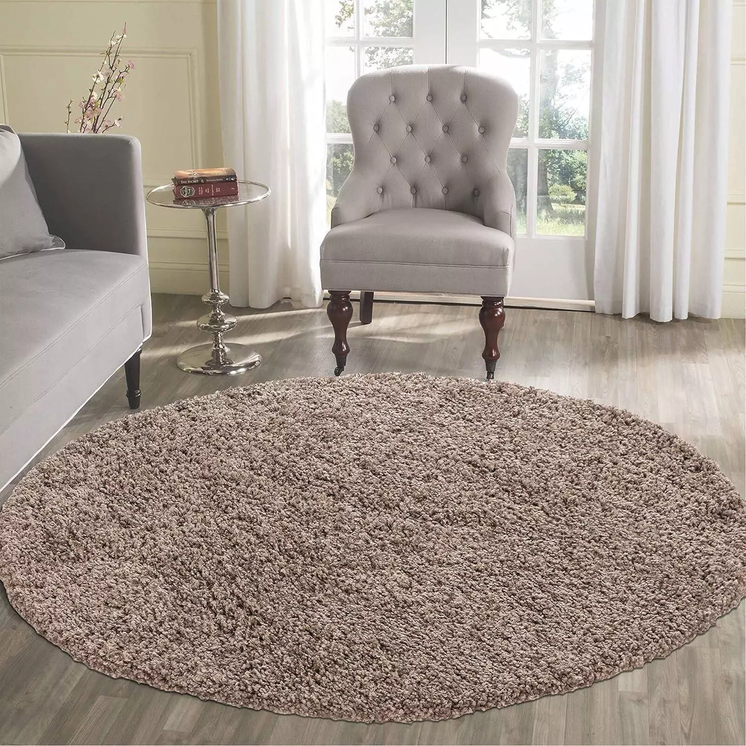 B-Ware Desire Rugs Teppich Bodenmatte Wohnzimmer Teppich Dunkelbeige Rund 120 X 120 Cm
