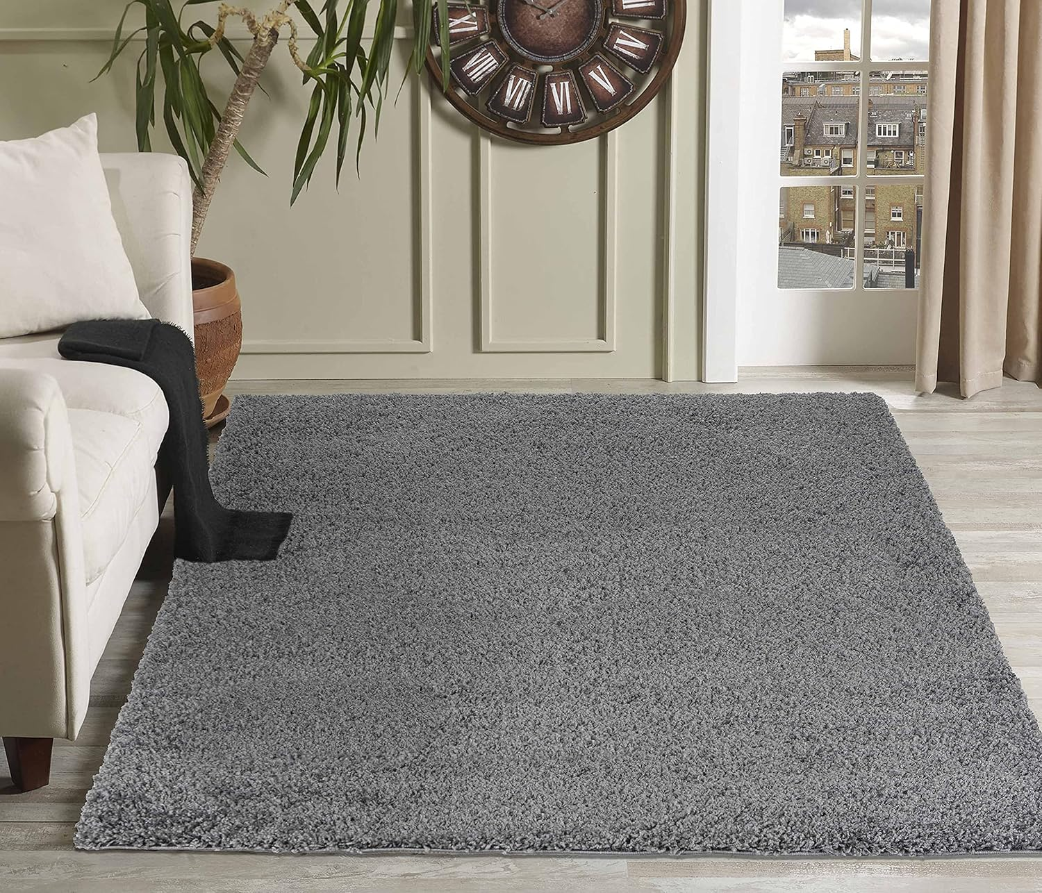 Serdim Teppich Mat Wohnzimmerteppich Dunkelgrau 60 X 110 Cm Zottelig B-Ware - 5056095210409