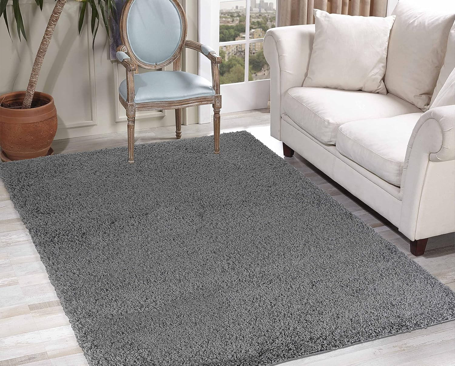 Serdim Teppich Mat Wohnzimmerteppich Dunkelgrau 60 X 110 Cm Zottelig B-Ware - 5056095210409