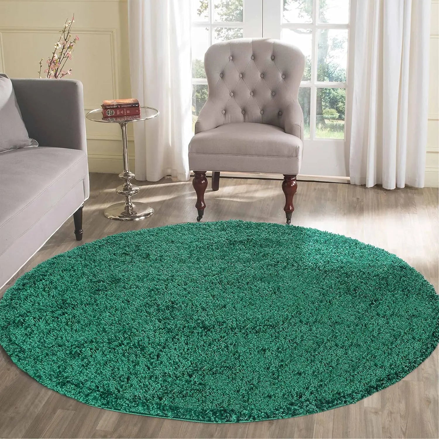 B-Ware Desire Rugs Teppich Teppichboden Wohnzimmer Shaggy Smaragdgrün Rund 120 Cm - 5056095229128