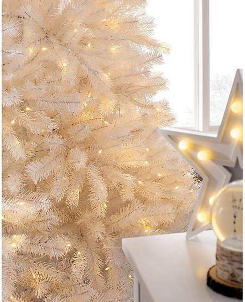 B-Ware Shatchi Weihnachtsbaum Baum Tanne 120cm Mit Led Beleuchtung Christbaum Weiß 508