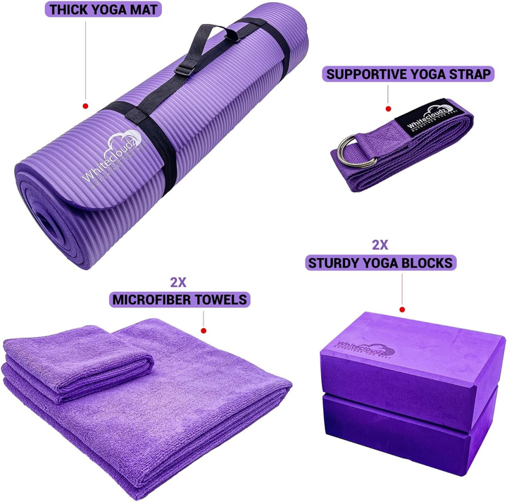 Whitecloudz Yogaset Yogapaket Yoga Matte Set Sport Workout Fitness Zubehör Lila B-Ware - 5060888200201