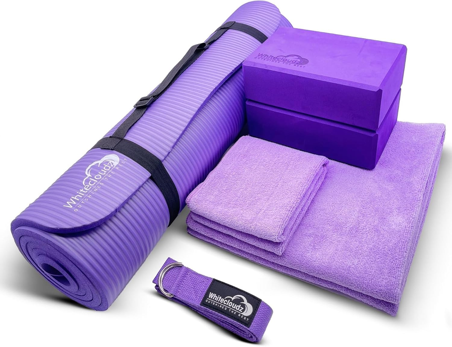 Whitecloudz Yogaset Yogapaket Yoga Matte Set Sport Workout Fitness Zubehör Lila B-Ware - 5060888200201