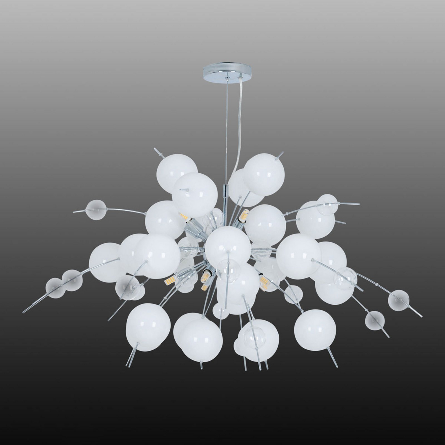 Näve Hängeleuchte Explosion Hängelampe Deckenlampe Leuchte In Weiß/Chrom 98cm B-Ware