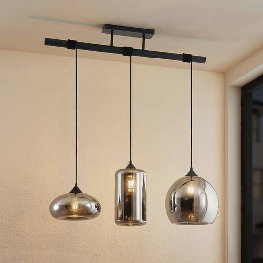 B-Ware Lindby Arloris Pendellampe Pendelleuchte Lampe Leuchte 3 Flammig Glasschirm 6192