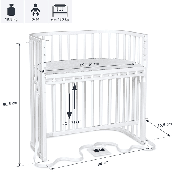 B-Ware Babybay Boxspring Beistellbett Bett Zustellbett Babybett Comfort Plus Weiß
