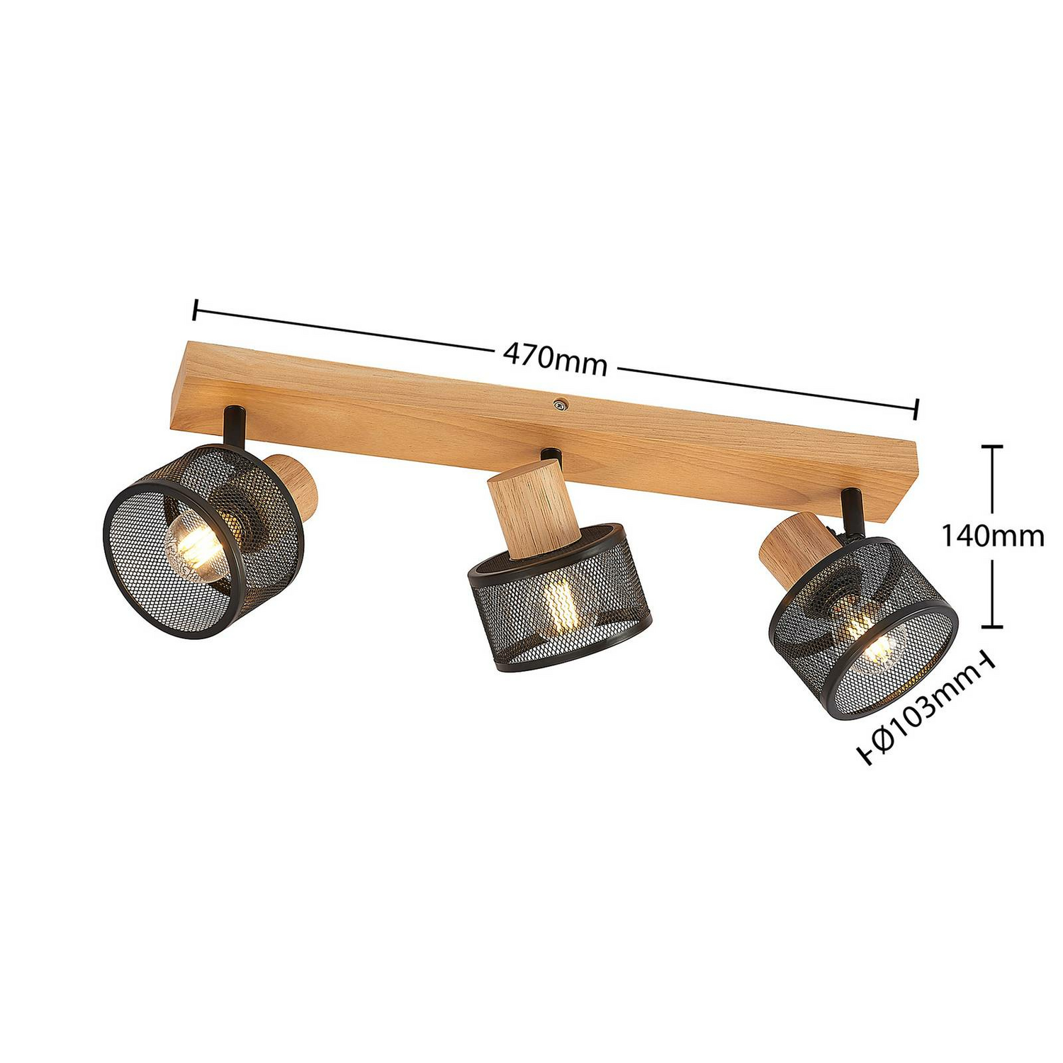 B-Ware Lindby Evinora Deckenstrahler Deckenlampe Deckenlampe Strahler Holz 3 Flammig
