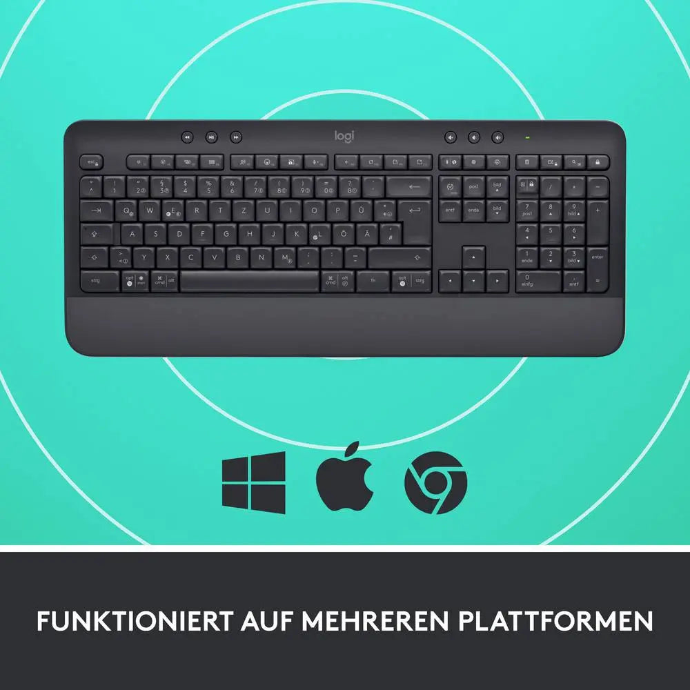 B-Ware Logitech Tastatur Keyboard Funk Bluetooth Qwertz Deutsch Signature K650 Graphit - 5099206105508