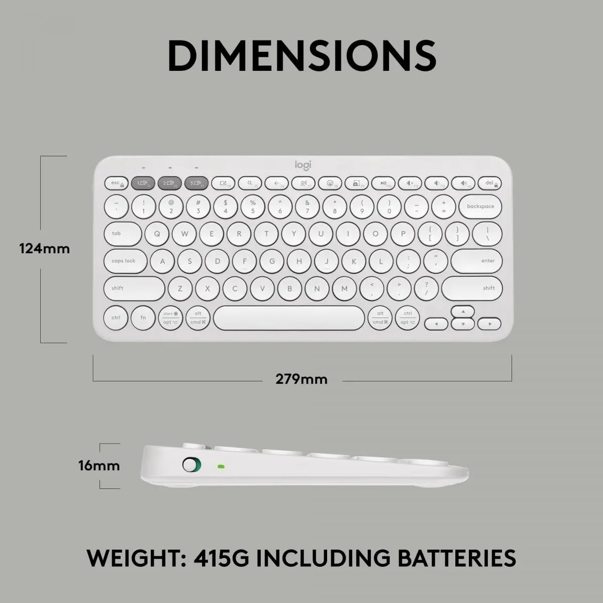 B-Ware Logitech Tastatur Keyboard Universal Bluetooth Qwerty Us International Weiß Mini - 5099206110878