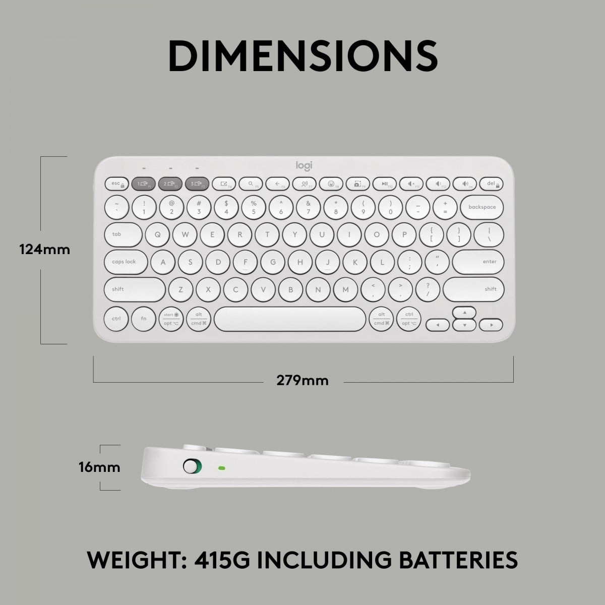 Logitech Tastatur Keyboard Universal Bluetooth QWERTY US International Weiß Mini - 5099206110878