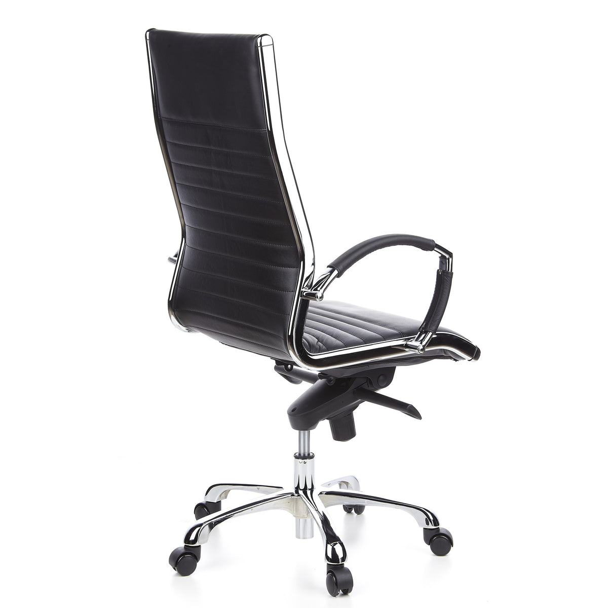hjh OFFICE Bürostuhl Chefsessel Drehstuhl PARMA 20 Leder schwarz Chrom 110kg - 4260182536315