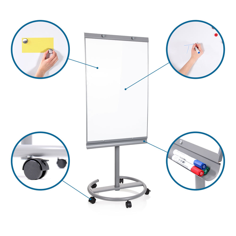 hjh OFFICEWhiteboard Flipchart MULTIBOARD silber höhenverstellbar magnetisch - 4251084696597