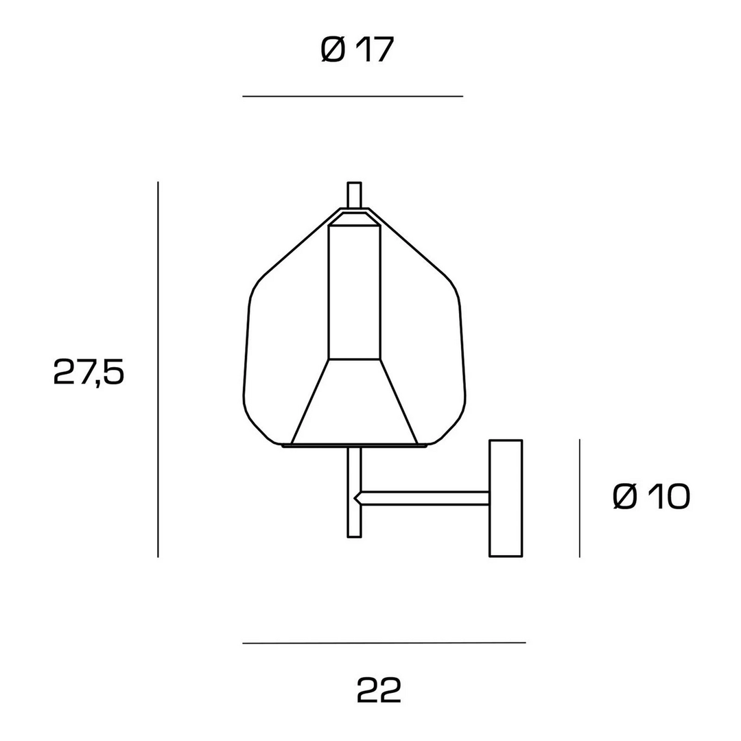 miloox by Sforzin Wandlampe X-Ray kupferfarben/goldfarben Höhe 27,5 cm Glas