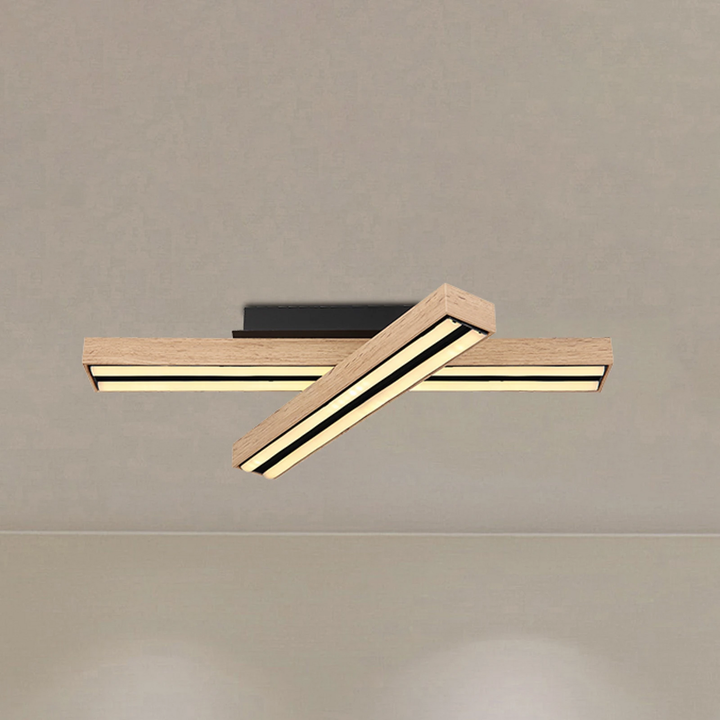 Globo LED-Deckenlampe Doro Länge 51,5 cm eiche Holz Deckenleuchte Lampe Leuchte