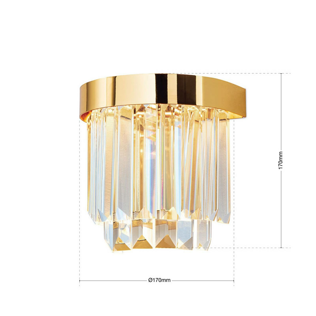 LED-Wandleuchte Prism Wandlampe Lampe Leuchte mit Kristallen Up Down Light Gold