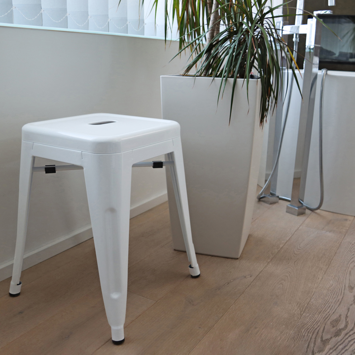 hjh OFFICE Hocker VANTAGGIO Sitzhocker Bistro-Hocker Sitz Stahl metallic weiss