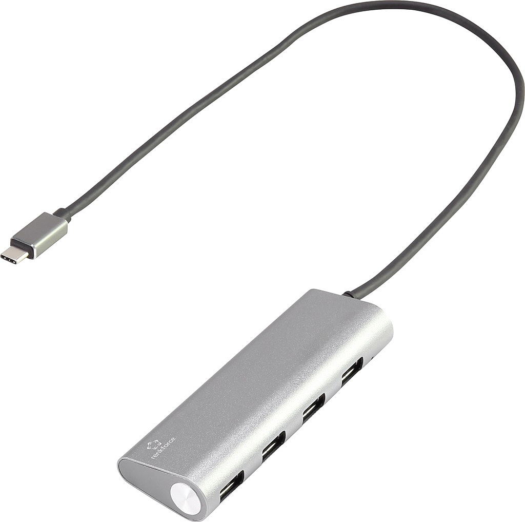 Hub USB 3.1 Renkforce 3+2 ports avec lecteur de carte SD intégré, boîtier en aluminium