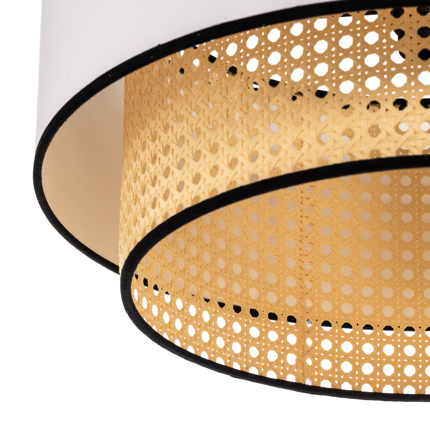 Deckenleuchte Boho Rattan Textil Beige Weiß Deckenlampe Lampe Leuchte Licht Spot B-Ware - 5903689184410