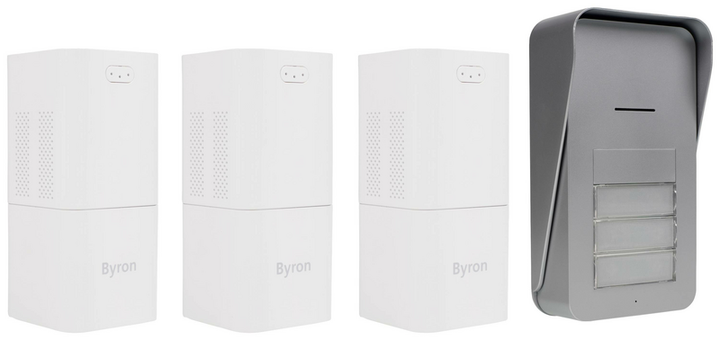 Byron Gegensprechanlage Funk Türsprechanlage Tür Sprechanlage Komplett Set Weiß  B-Ware