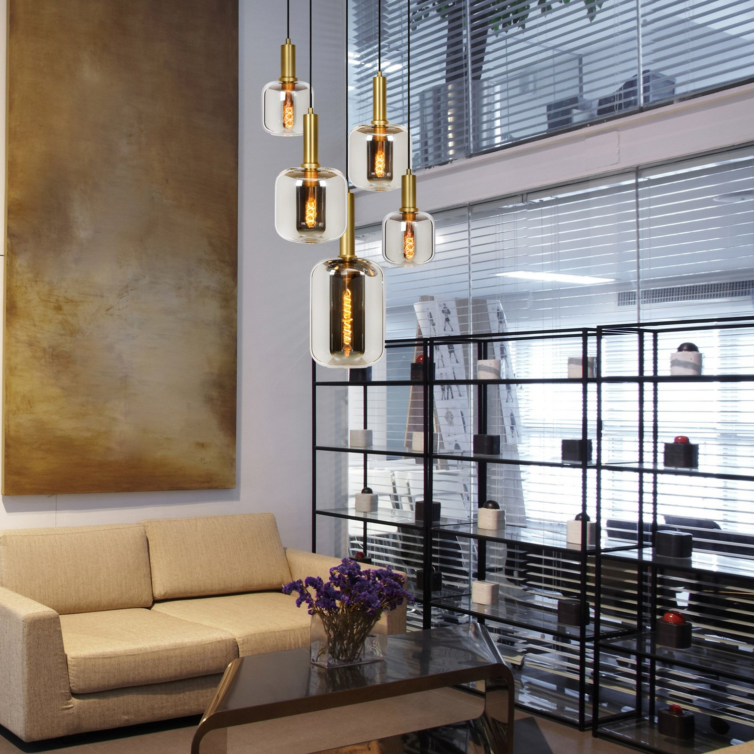 Lucide Hängelampe Joanet Hängeleuchte Deckenlampe Lampe Rauchglas Fünfflammig845 B-Ware - 5411212451439