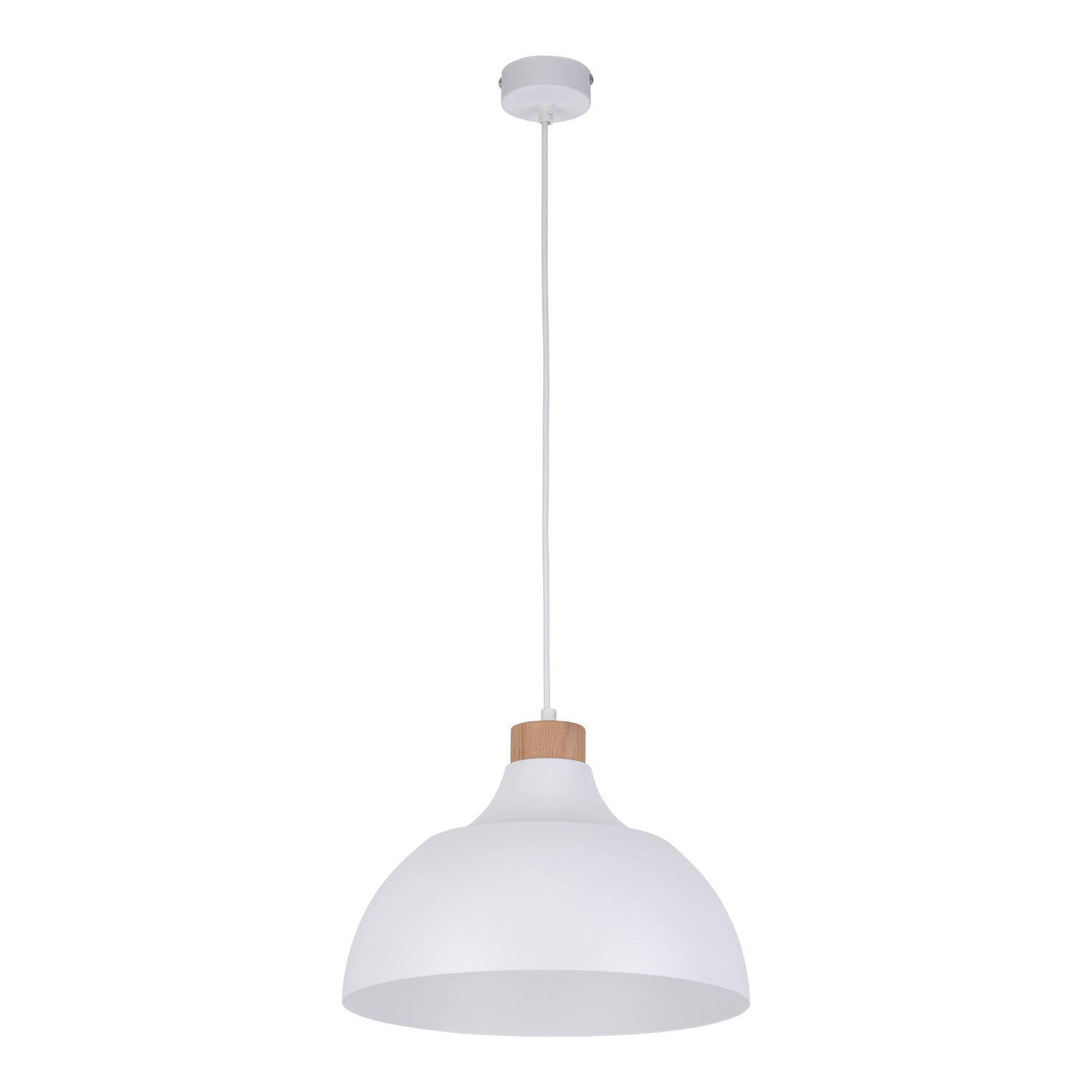 B-Ware Envostar Hängeleuchte Kaitt Holzdetail ø 34 Cm Weiß Hängelampe Lampe Leuchte