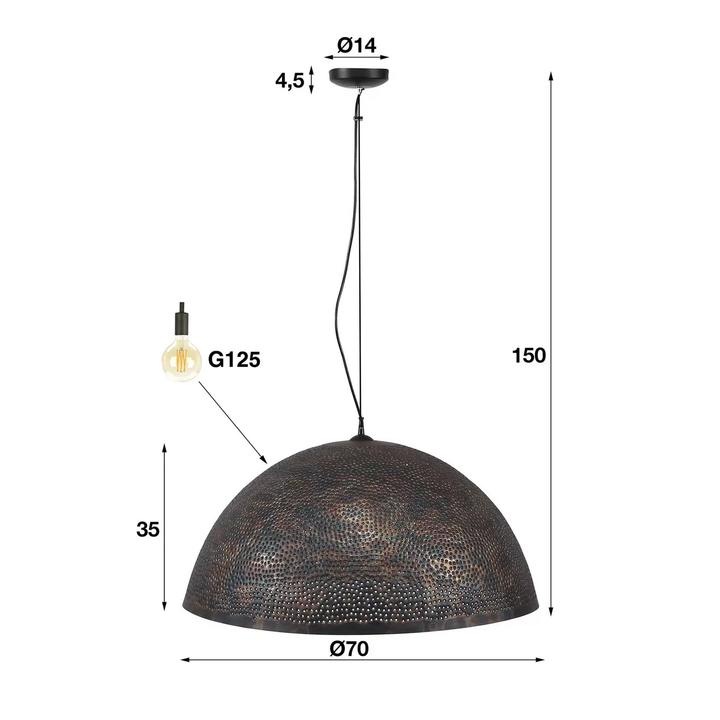 Pendelleuchte Punchray aus Metall einflammig Deckenleuchte Hängeleuchte Lampe