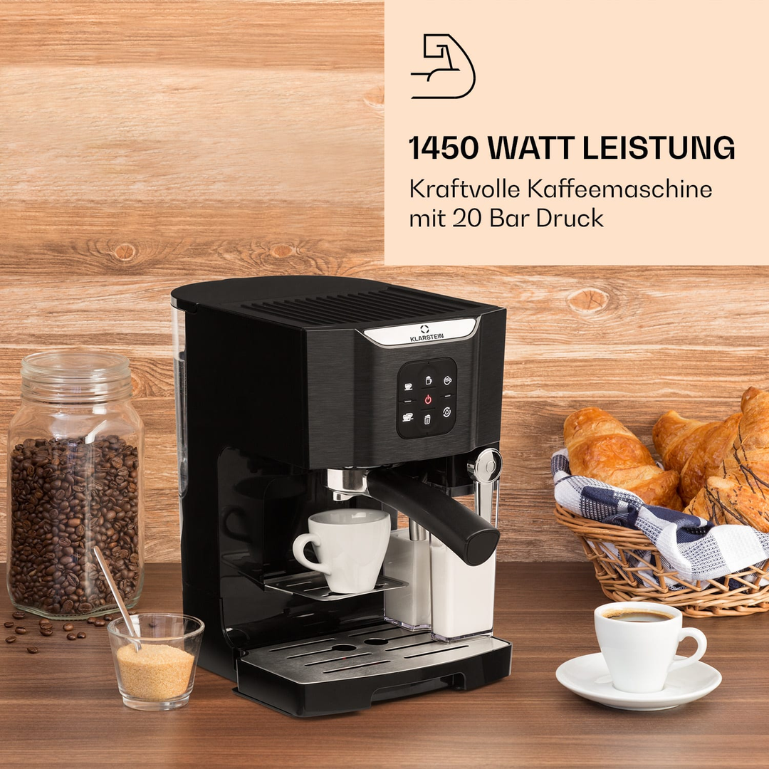 Klarstein BellaVita Coffee Machine 1450W black Kaffeemaschine Espressomaschine