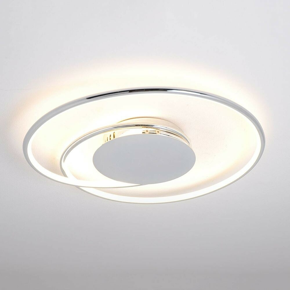 Plafonnier LED Lindby de qualité B, suspension Joline, lampe de cuisine 26 W ø 46 cm blanc Ch788 