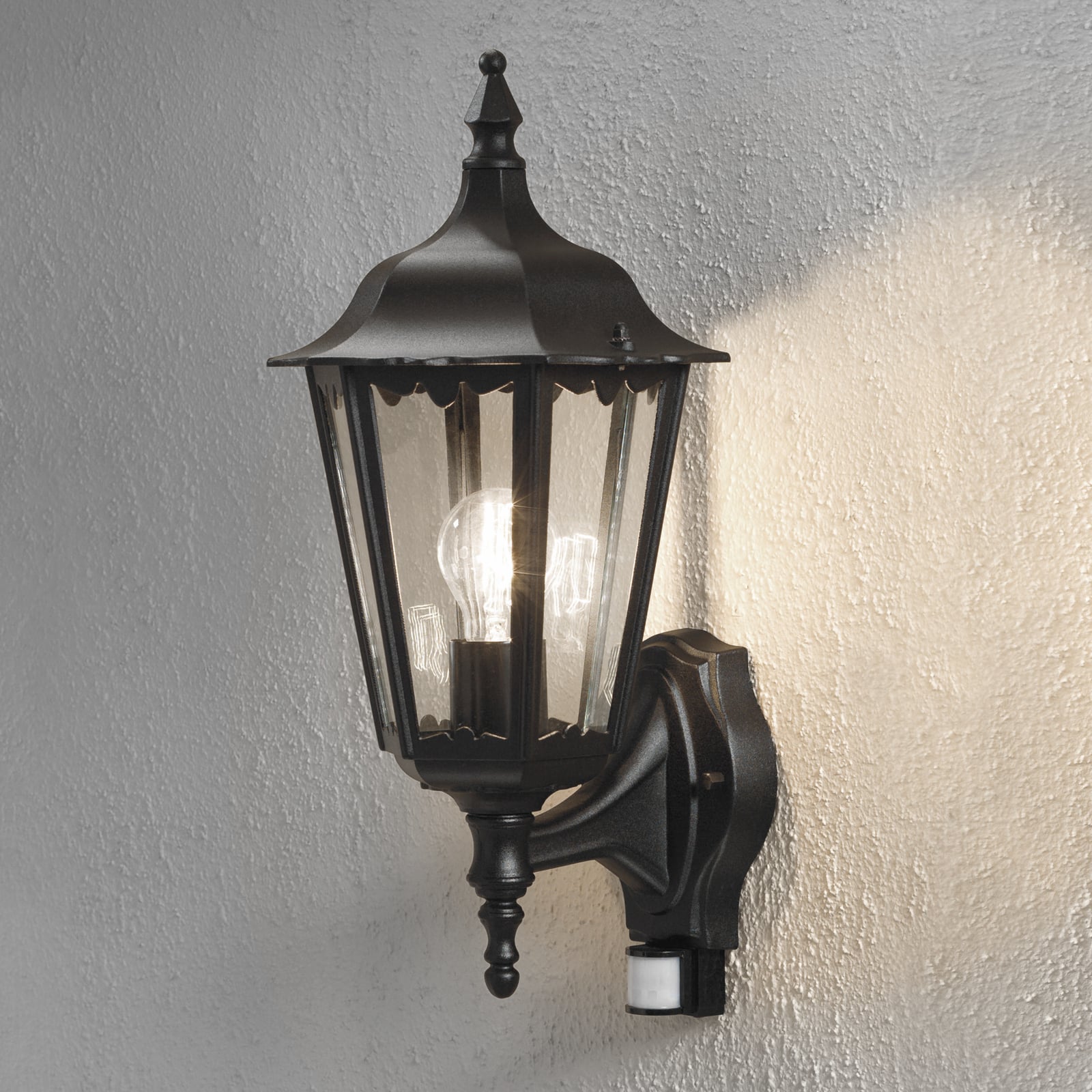 Konstsmide Außenwandleuchte Firenze mit Bewegungsmelder schwarz 100W E27 48cm - 7318307236750