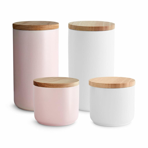 B-Ware Springlane Keramik Vorratsdosen Sweet Scandi Mit Holzdeckel Set Rosa Weiß 4 T 53 - 4056499032295