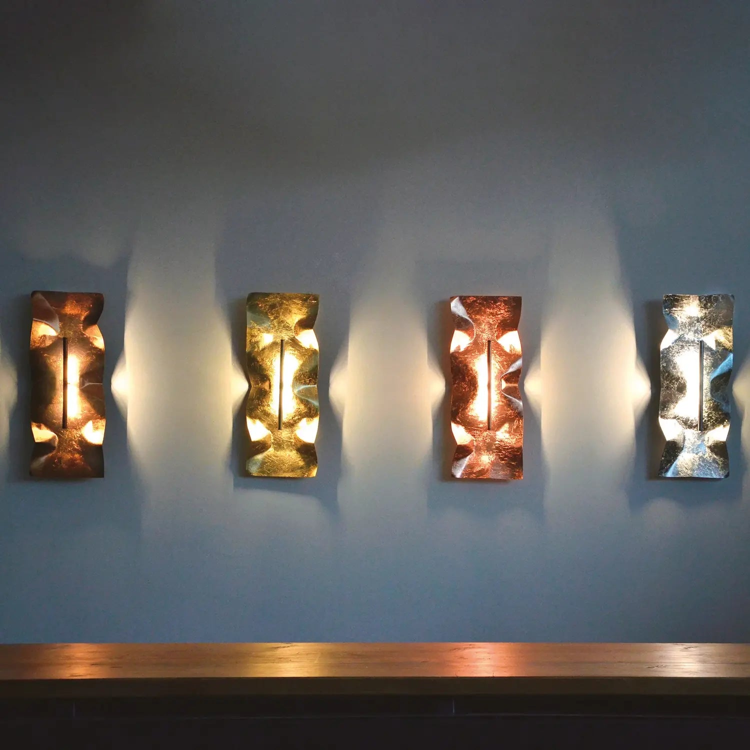 B-Ware Knikerboker Wandleuchte Wandlampe Crash Tube Blattgold Stahl Siehe Text/Foto - 5538156