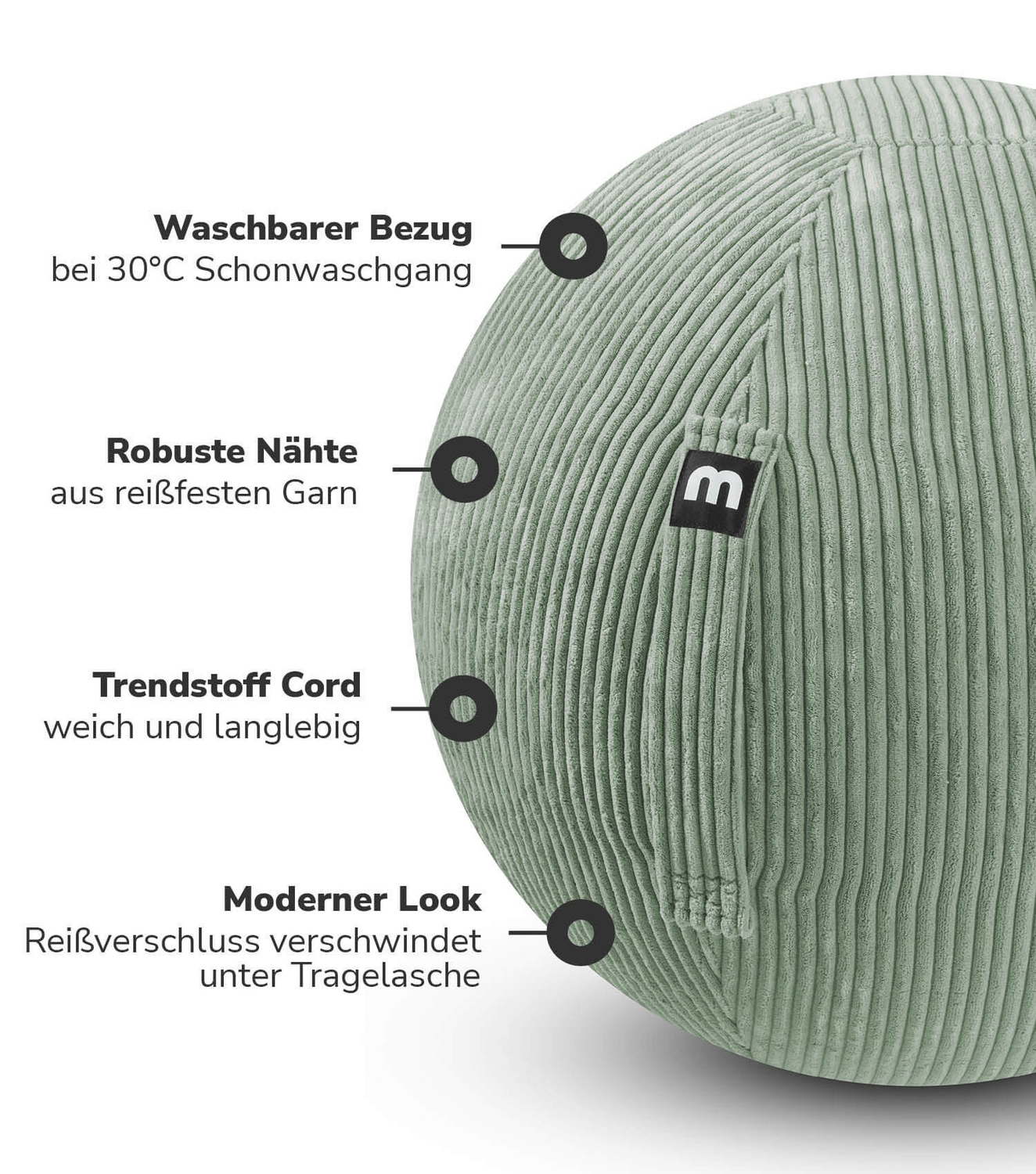 Mokebo Stoff Sitzball Büro Ergonomisch 'Der Sportliche' Gymnastikball Sportball B-Ware - 4262436123265