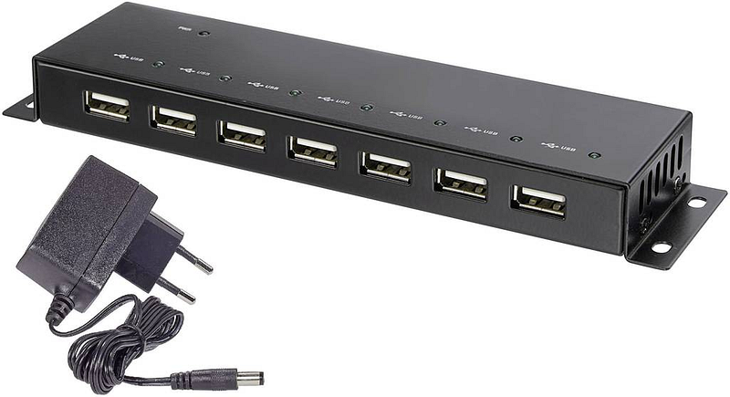 B-Ware Renkforce 7 Port Usb 2.0 Hub Metallgehäuse, Zur Wandmontage Schwarz783