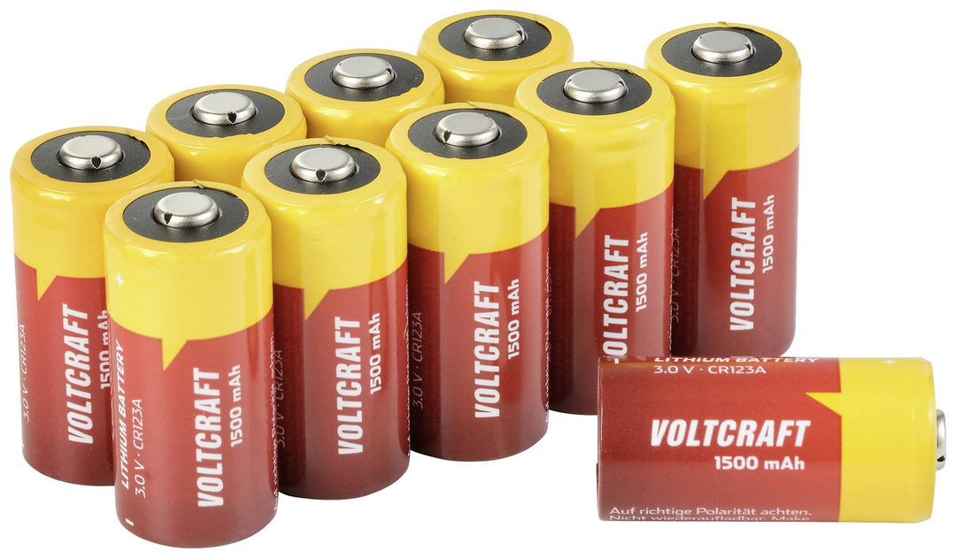 VOLTCRAFT CR123A 10pcs Fotobatterie CR-123A Lithium 1500 mAh 3 V Batterie Akku