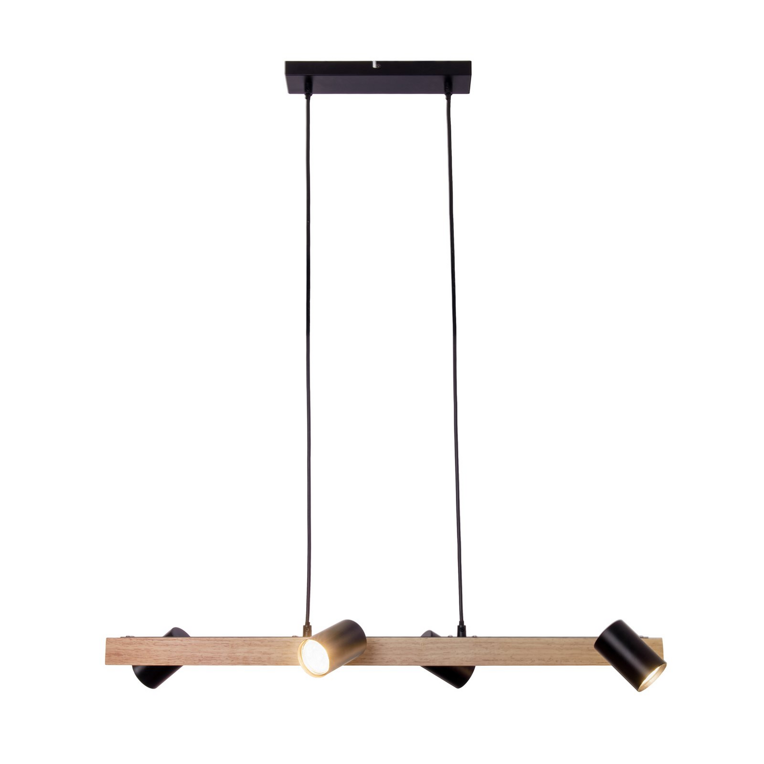 Näve Hängelampe Frida Mit Vier Spots Schwarz Holz Hell Deckenlampe Lampe Leuc590 B-Ware