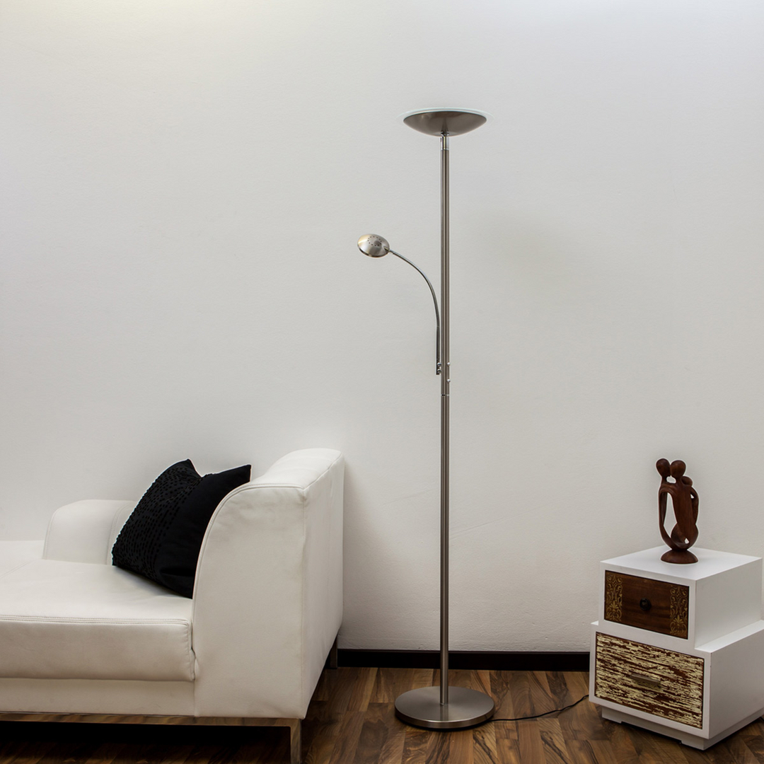 Malea Led Deckenfluter Deckenlampe Deckenleuchte Lampe Leuchte Lesearm Nickel B-Ware - 6291105701631