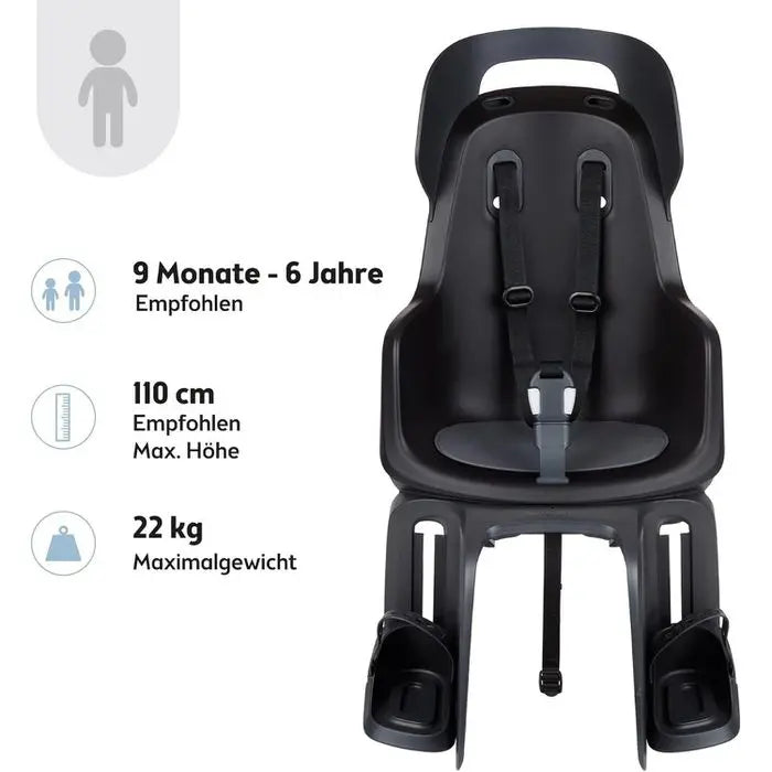 Bobike Fahrrad Kindersitz Fahrradsitz Kindersitz 9 22kg Schwarz Gepäckträger B-Ware
