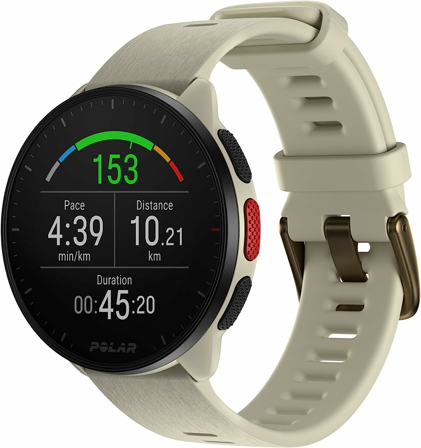 Montre de course GPS Polar Pacer, montre connectée avec moniteur de fréquence cardiaque, montre de sport et de fitness, blanc nuage.