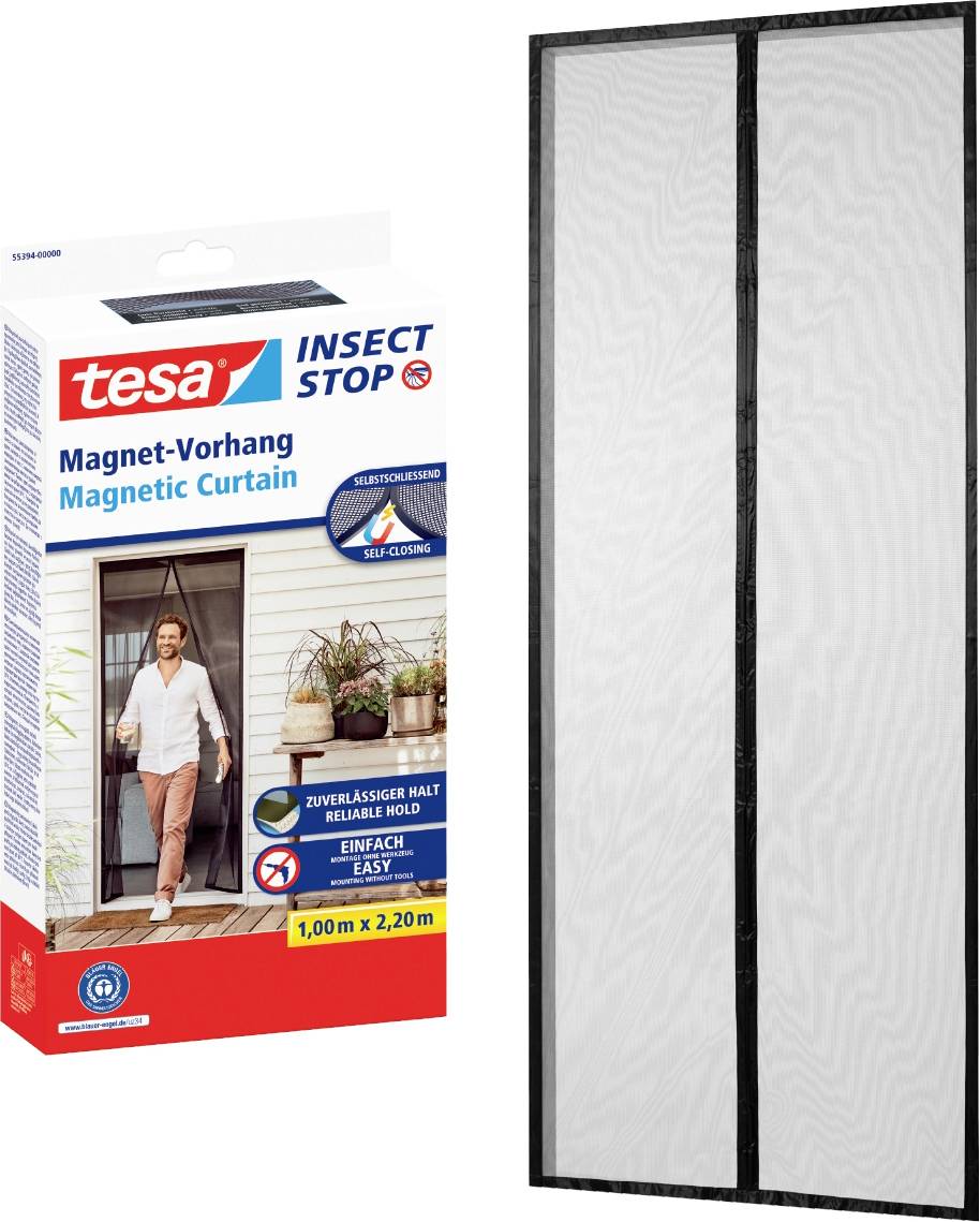 tesa Fliegengitter 55394-00000-00 Magnetvorhang 1.00 m x 2.20 m Anthrazit Gitter - 4063565177606
