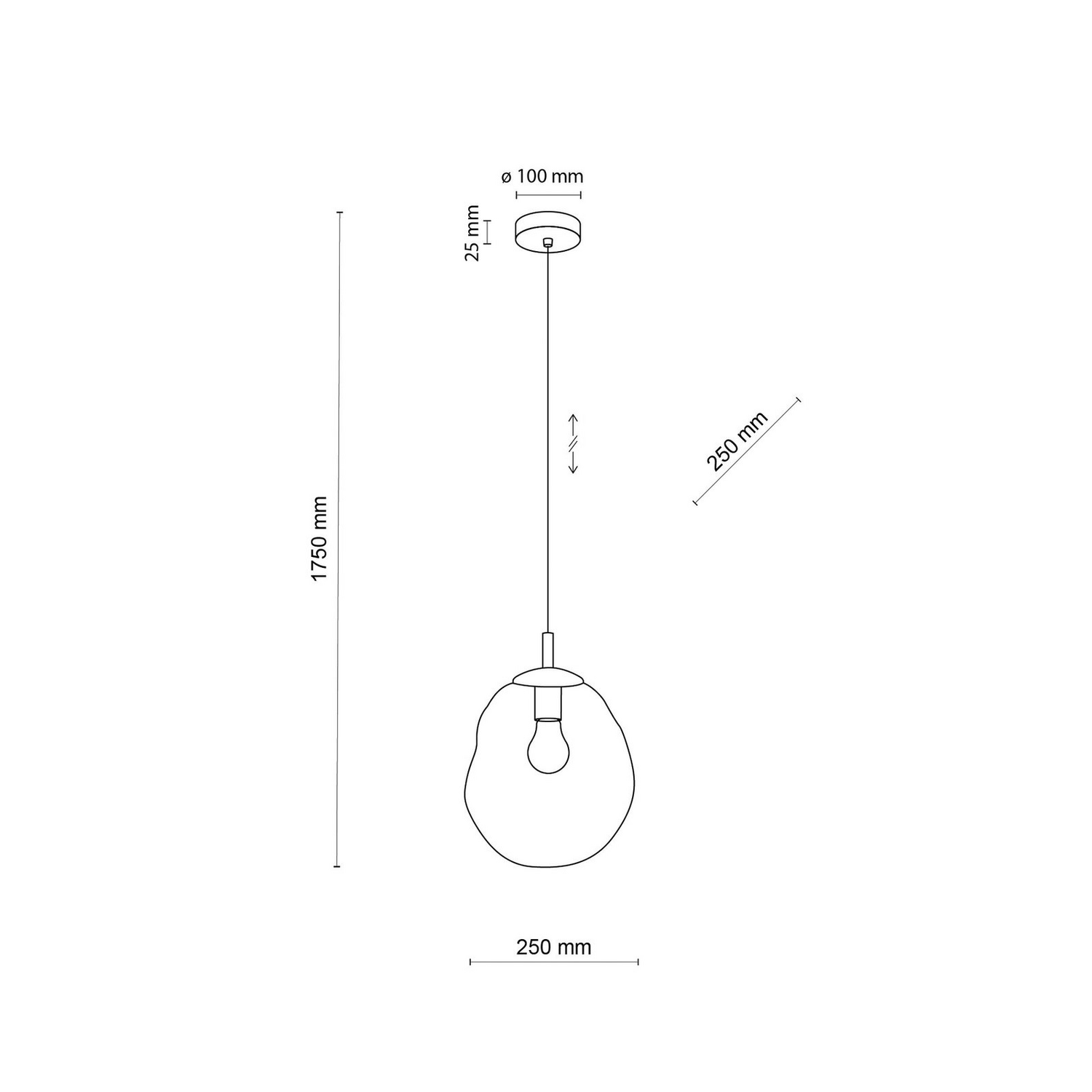 B-Ware Hängeleuchte Sol Mini Glas ø 25 Cm Schwarz Grafitgrau Deckenlampe Lampe Leuchte