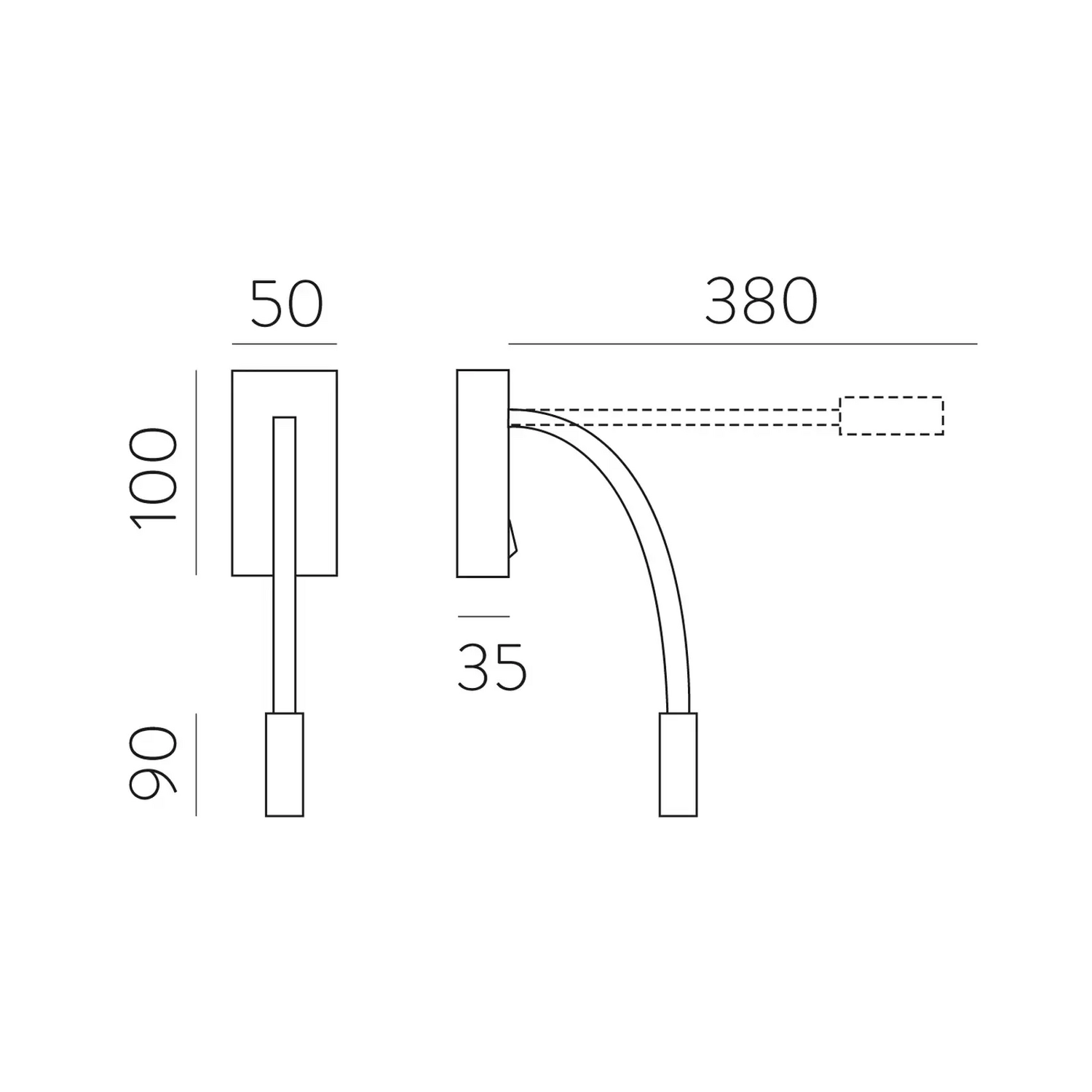 Acb Iluminación Led Wand Leseleuchte Cio Schalter Flexarm 930 Schwarz Wandlampe B-Ware