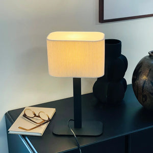 B-Ware Dyberg Larsen Tischlampe Leuchte Calix Weiß Textil Metall Naturweiß 39 Cm