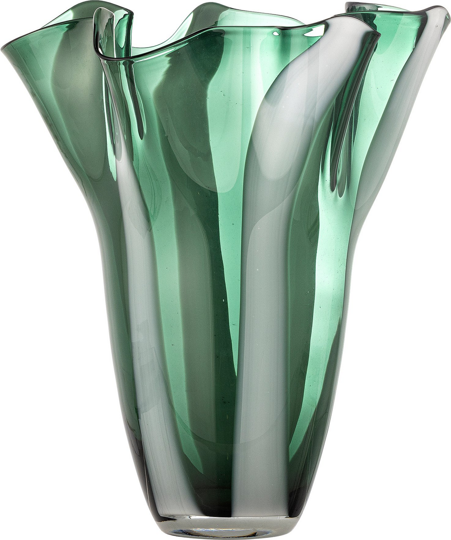 Bloomingville Lettice Vase Glas Blumentopf Deko Glasvase 32 Cm Grün B-Ware - 5711173330638