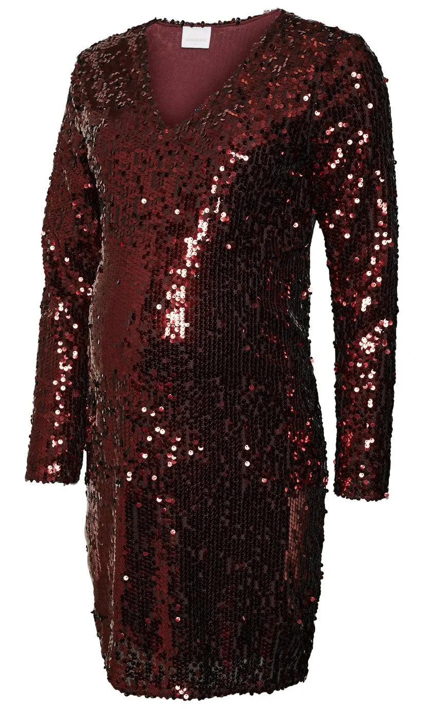B-Ware Mamalicious Umstandskleid Kleid Schwangerschaft Party Rot Größe 40 Pailetten - 5715430687312