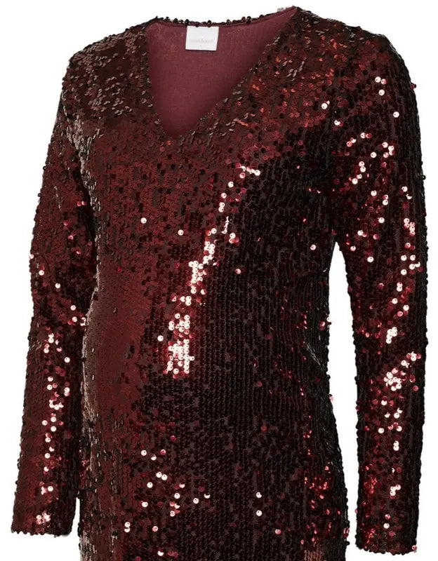 B-Ware Mamalicious Umstandskleid Kleid Schwangerschaft Party Rot Größe 40 Pailetten - 5715430687312