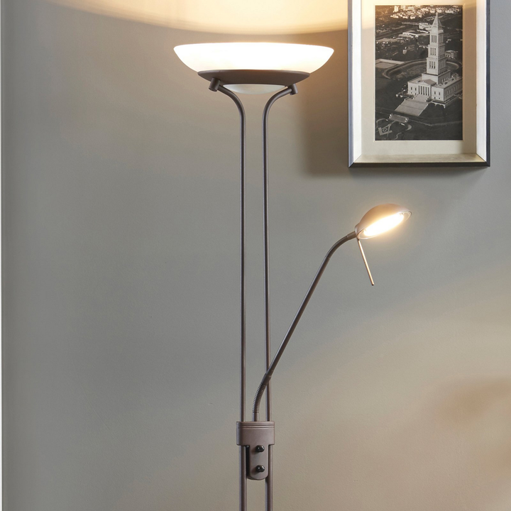 Lindby Yveta LED-Deckenfluter Stehleuchte Standleuchte Stehlampe 2-fl rostfarben