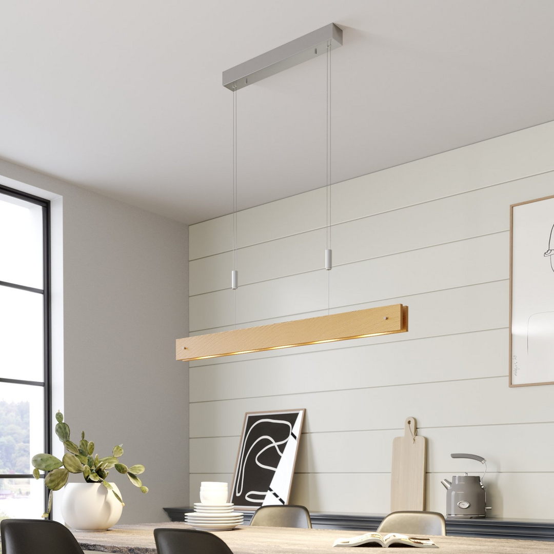 Lucande LED-Holz-Pendelleuchte Karinja Deckenlampe Hängeleuchte Lampe LED Dimmer