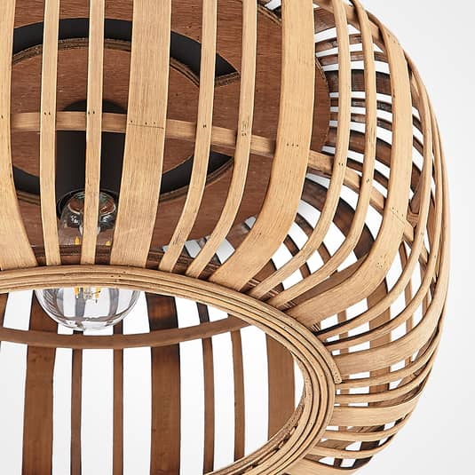 Plafonnier Lindby Canyana, rond, rotin, naturel, E27, 60W 